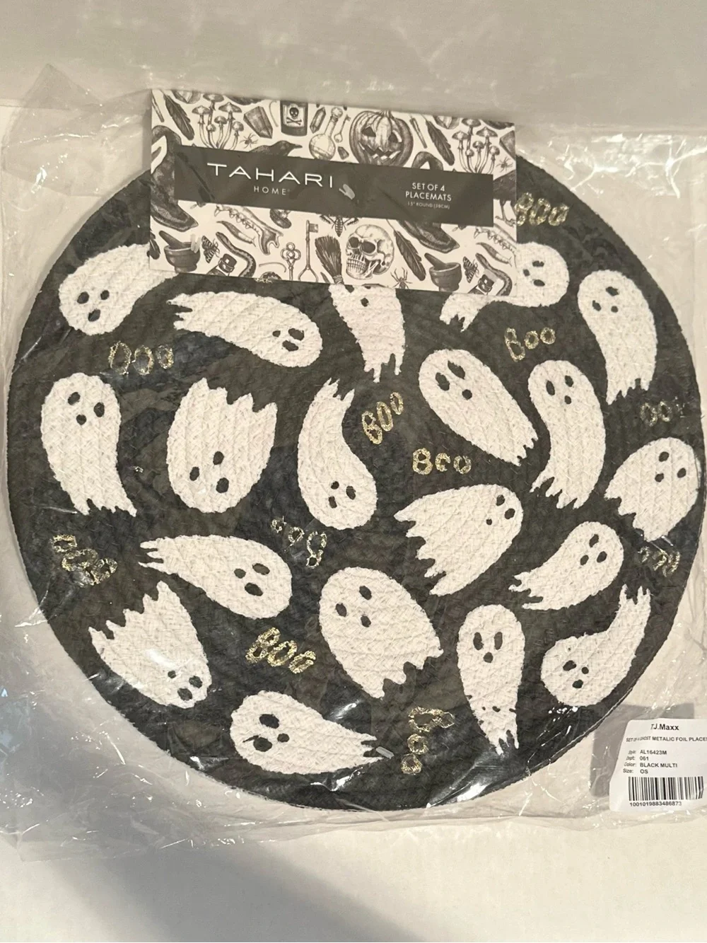 Tahari Home NWT 4Pk Ghost Metallic Foil Placemats